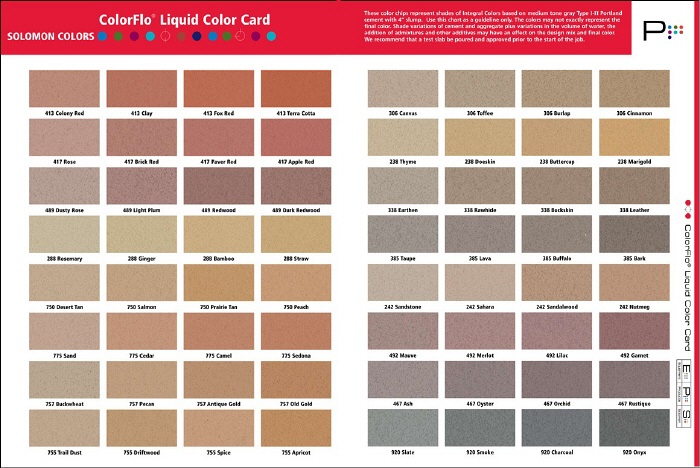 Iron Oxide Colour Chart