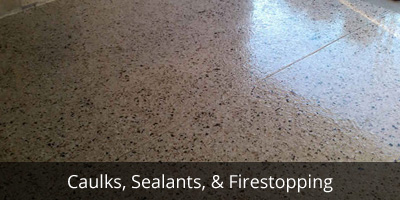 Caulks, sealants, and firestopping products for concrete