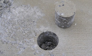 Core Plug on Scale Concrete Sealant Depot