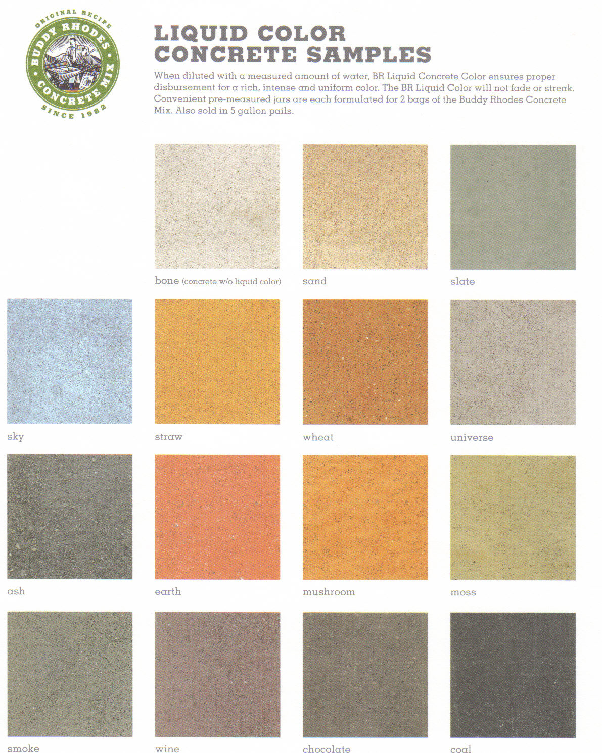 Buddy Rhodes Liquid Color Concrete Samples