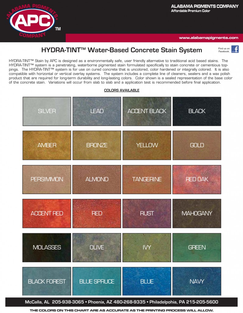 Decorative Concrete Color Charts Sealant Depot Resources