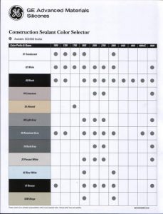 GE Construction Sealant Color Selector Chart 