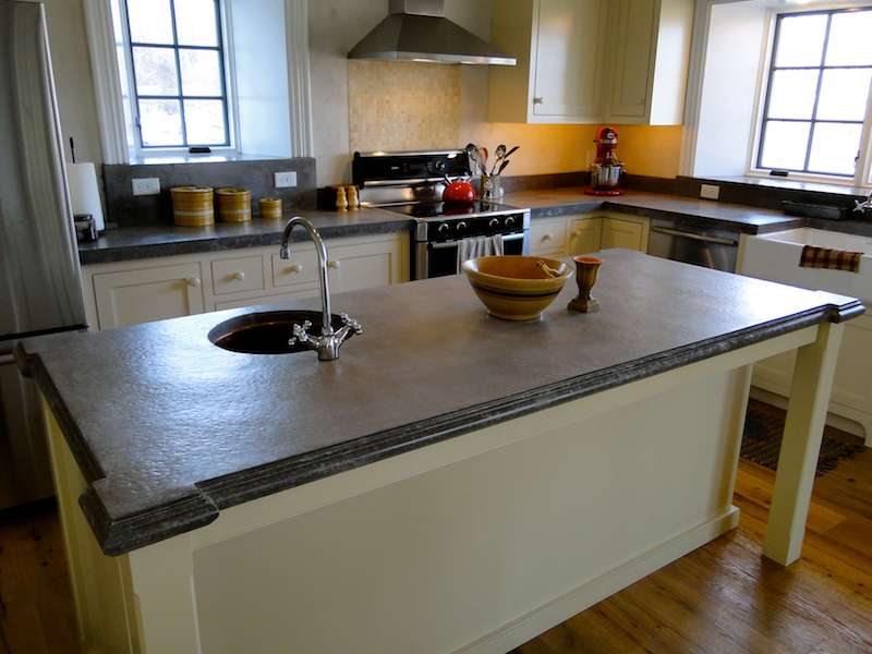example of a concrete kitchen countertop