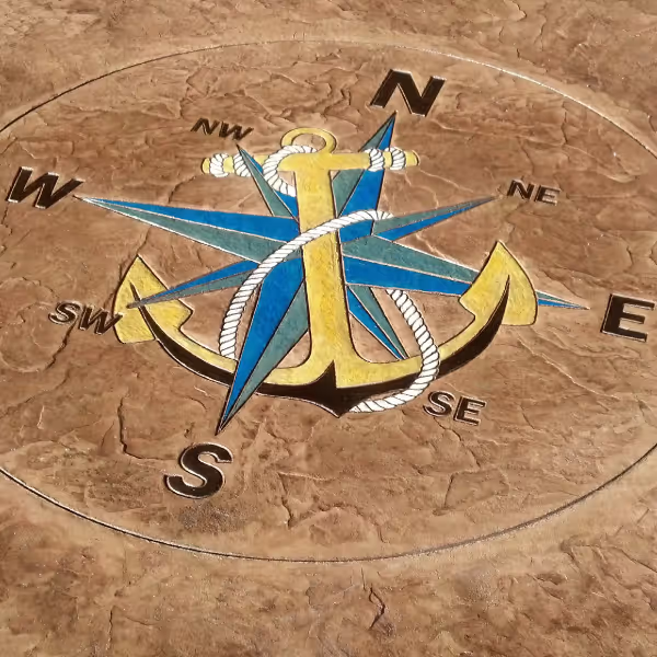 Mariners Medallion stamped concrete